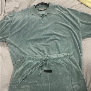 Fear of God Velour Polo in Seafoam